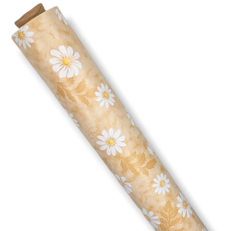 Daisy Beige PVC Tablecloth 20 Metres Roll