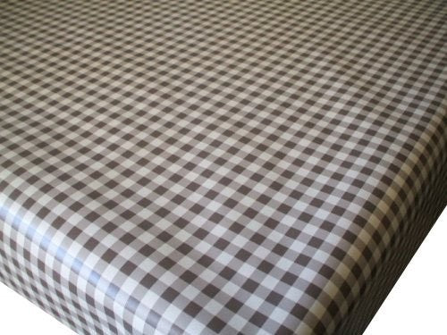 Taupe Tiny Gingham Vinyl Oilcloth Tablecloth 160cm x 140cm  - Warehouse Clearance