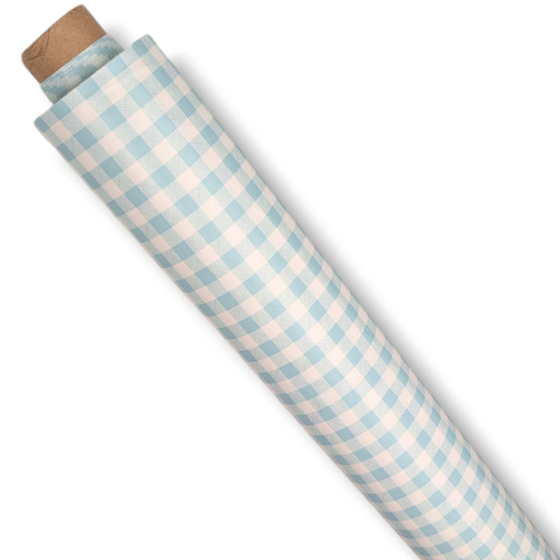 Duckegg Small Check Gingham 12mm Squares PVC Vinyl Tablecloth Roll 20 Metres x 140cm