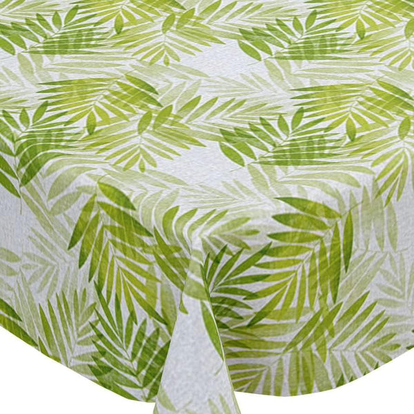 Exotic Palm Leaves Green Vinyl Oilcloth Tablecloth