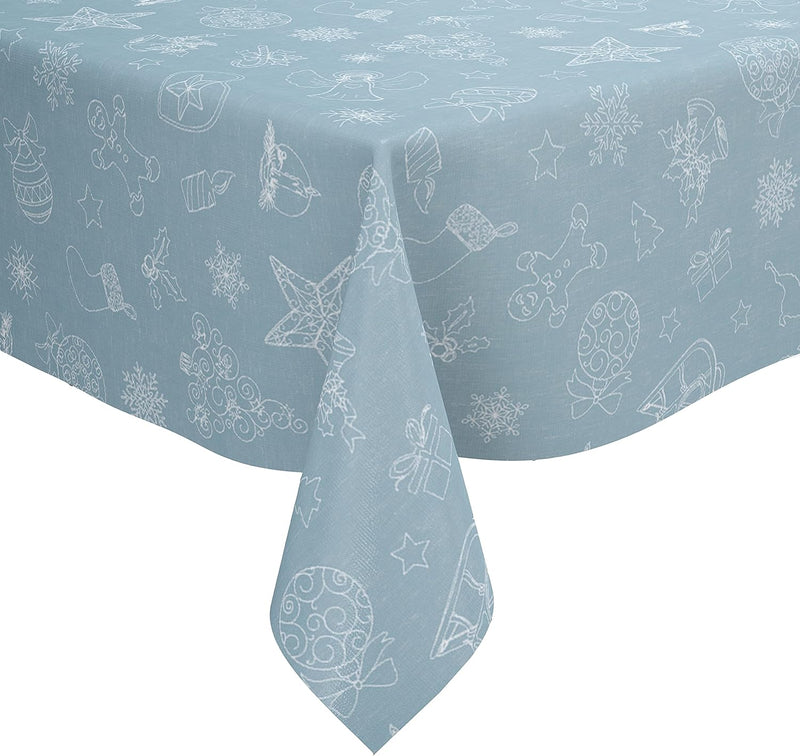 Festive Ice Blue vinyl tablecloth ROUND 138cm -Warehouse Clearance