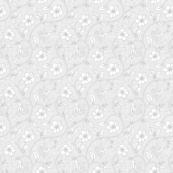 Flower Trail Silver Grey PVC Vinyl Wipe Clean Tablecloth 110cm x 140cm Warehouse Clearance