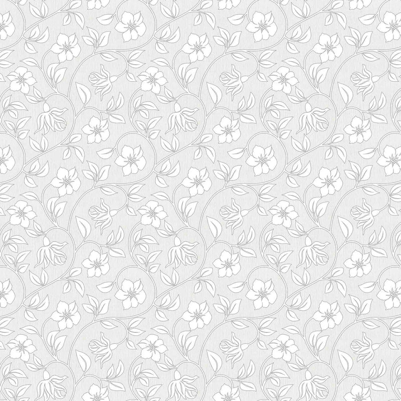 Flower Trail Silver Grey PVC Vinyl Wipe Clean Tablecloth 110cm x 140cm Warehouse Clearance