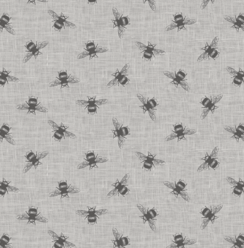 Bees Charcoal Grey 100% Cotton Fabric by Fryetts 100cm x 140cm Warehouse Clearance