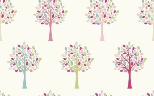 Orchard Trees Candy Pink Oilcloth Tablecloth Fryetts Fabrics