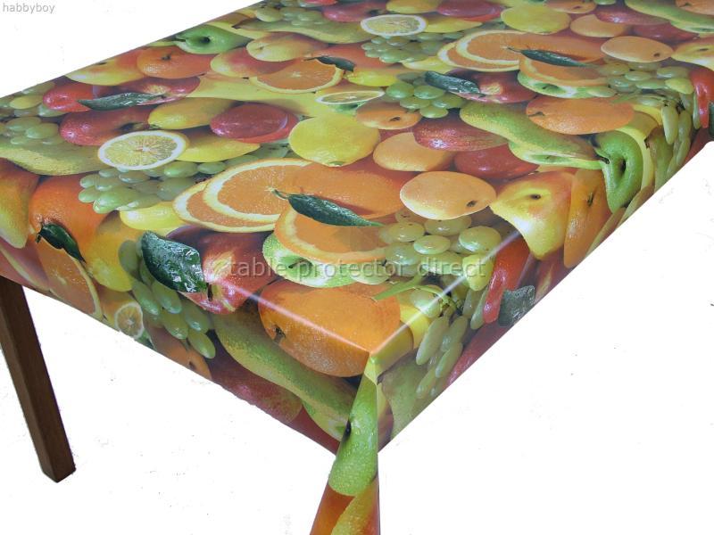 Fruit PVC Vinyl Wipe Clean Tablecloth  190cm x 140cm- Dirty Marks on Back-Warehouse Clearance