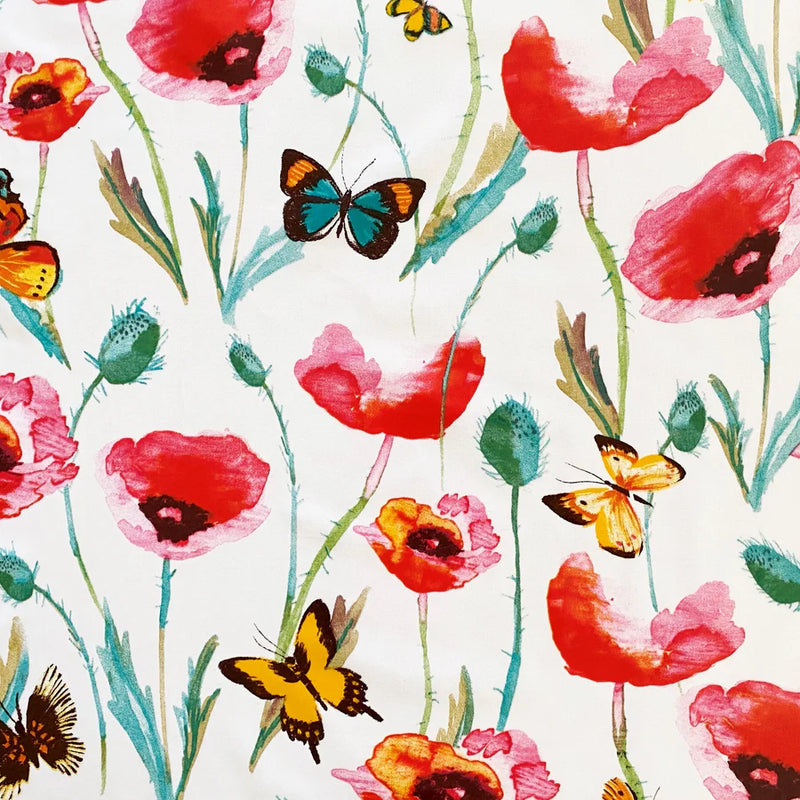 Fryetts Poppyfield Butterfly  vinyl tablecloth 70cm x 140cm-Warehouse Clearance