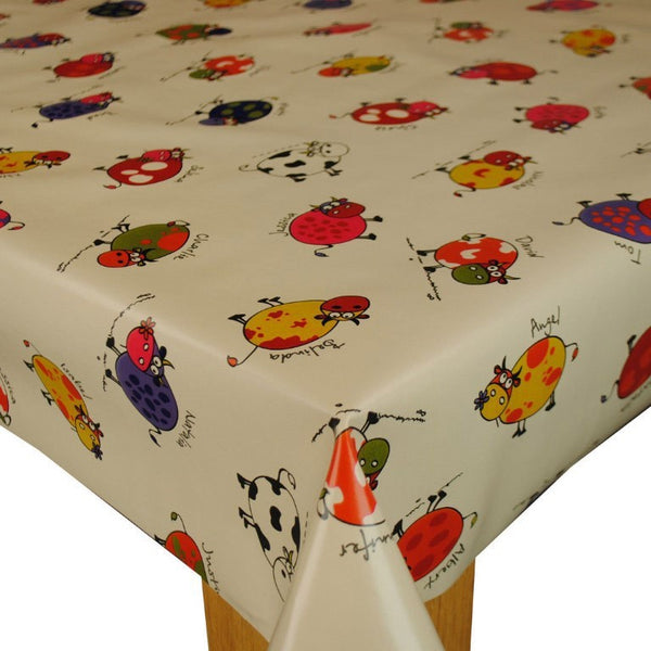 Funky Cow Beige  PVC Vinyl Tablecloth 20 Metres x 140cm