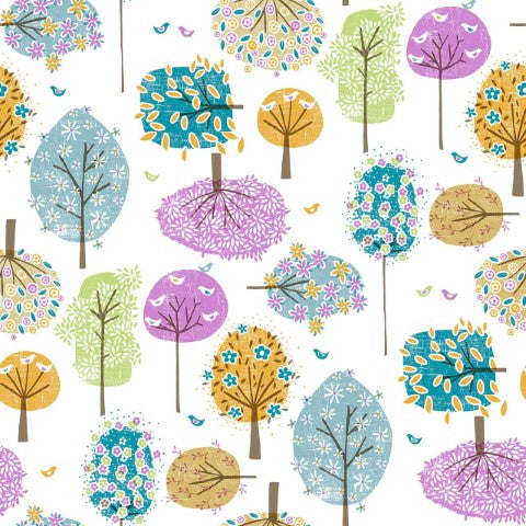 Fun Trees Multi Vinyl Oilcloth Tablecloth