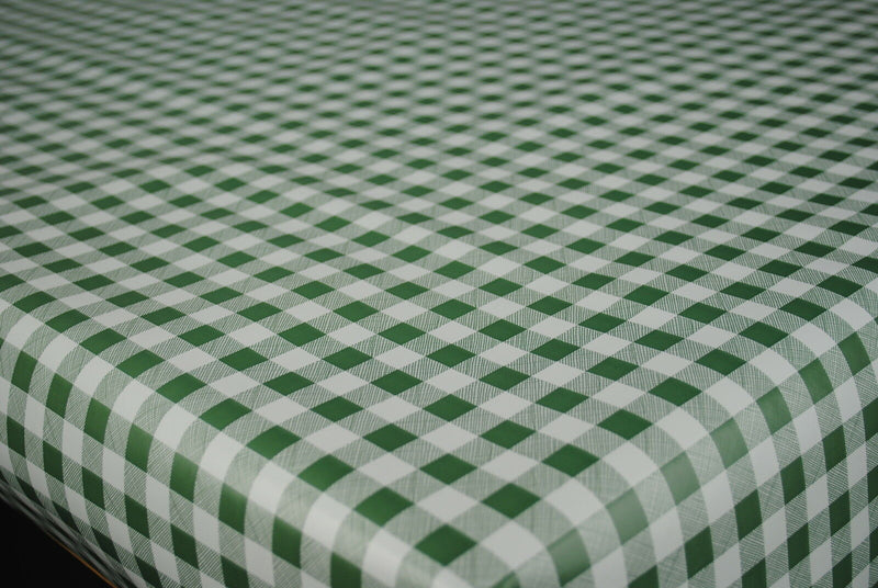 Dark Green Gingham  Small Vinyl Oilcloth Tablecloth 140cm x 140cm  - Warehouse Clearance