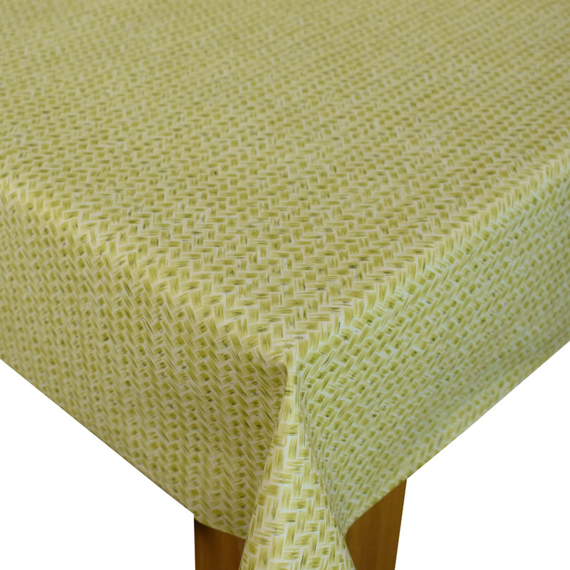 Green Geometric PVC Vinyl Wipe Clean Tablecloth 170cm x 140cm Warehouse Clearance