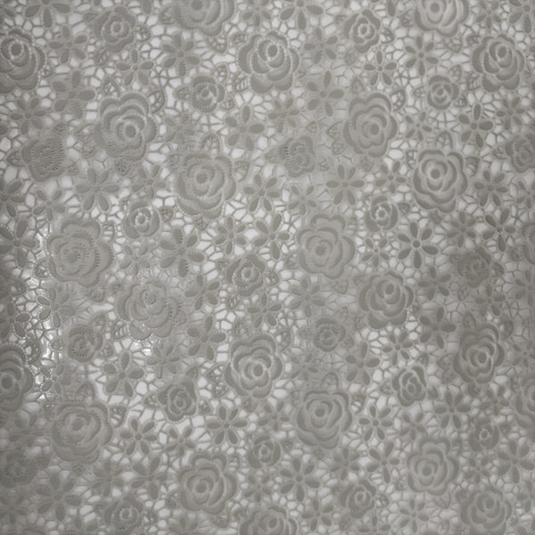 Grey Floral Lace vinyl tablecloth ROUND 138cm-Warehouse Clearance