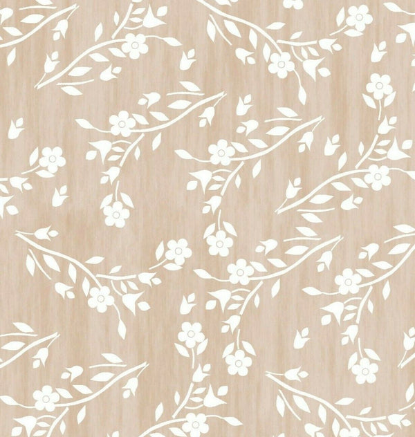 Hannah Beige Floral Vinyl Oilcloth Tablecloth