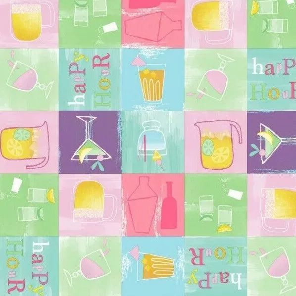 Happy Hour Pastel PVC Vinyl Wipe Clean Tablecloth  160cm x 140cm Warehouse Clearance