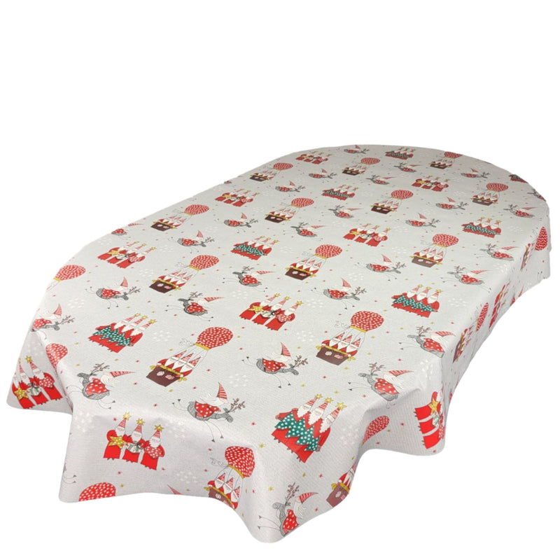 Oval Santa Lapland Grey Wipe Clean PVC Vinyl Tablecloth 200cm x 140cm