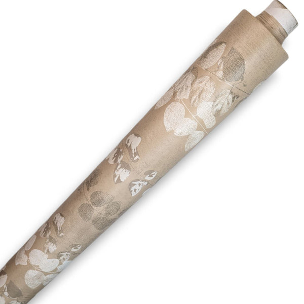 Leaf Trail Taupe PVC Vinyl Tablecloth Roll 20 Metres x 140cm