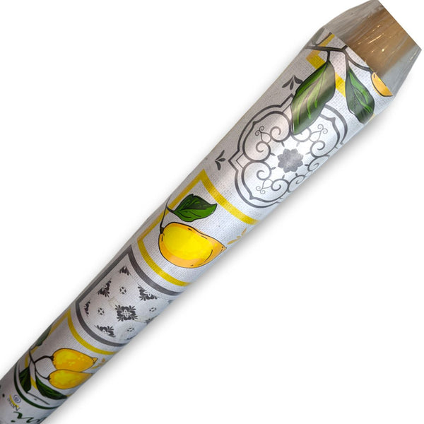 Lemons and Grey Squares PVC Vinyl Tablecloth Roll 20 Metres x 140cm