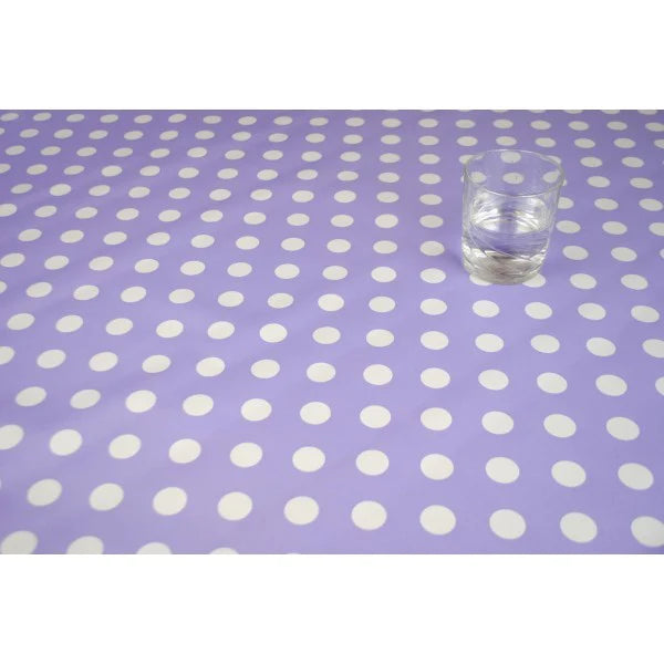 Lilac Smartie Spot  PVC Vinyl Tablecloth Roll 20 Metres x 140cm Full Roll