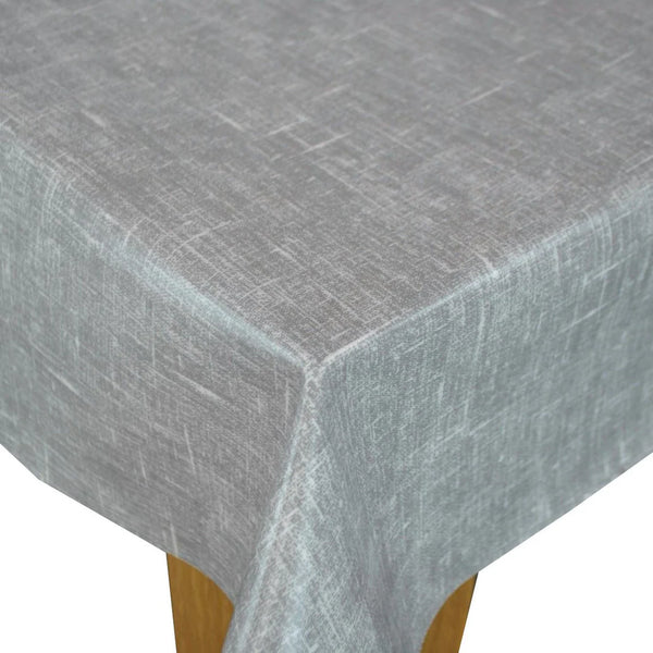 Linum Grey Oilcloth Tablecloth by Clarke and Clarke 100cm x 132cm - Warehouse Clearance