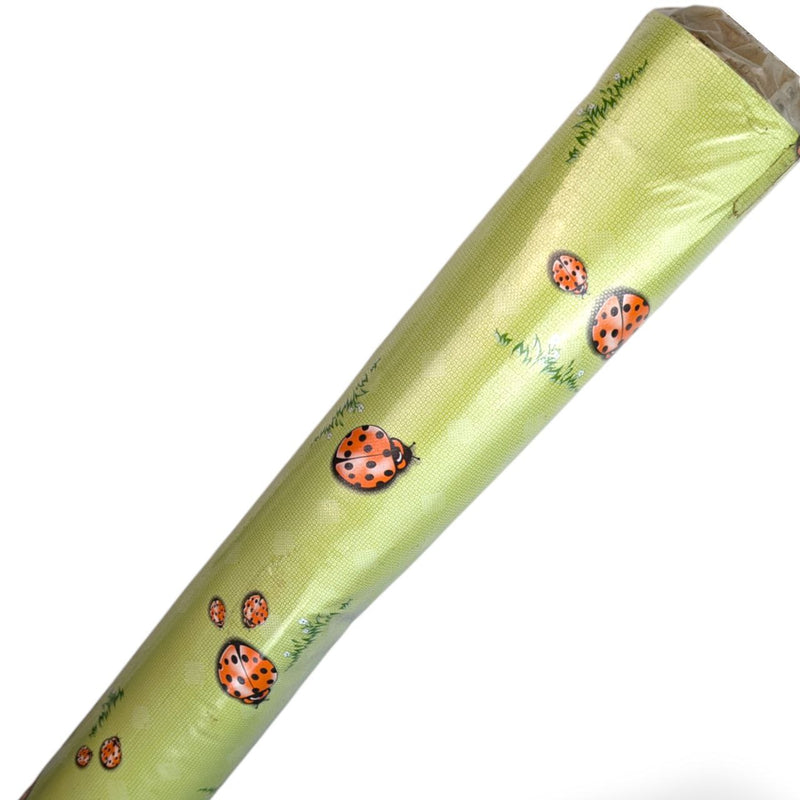 Little Ladybirds on Green PVC Vinyl Tablecloth Roll 20 Metres x 140cm