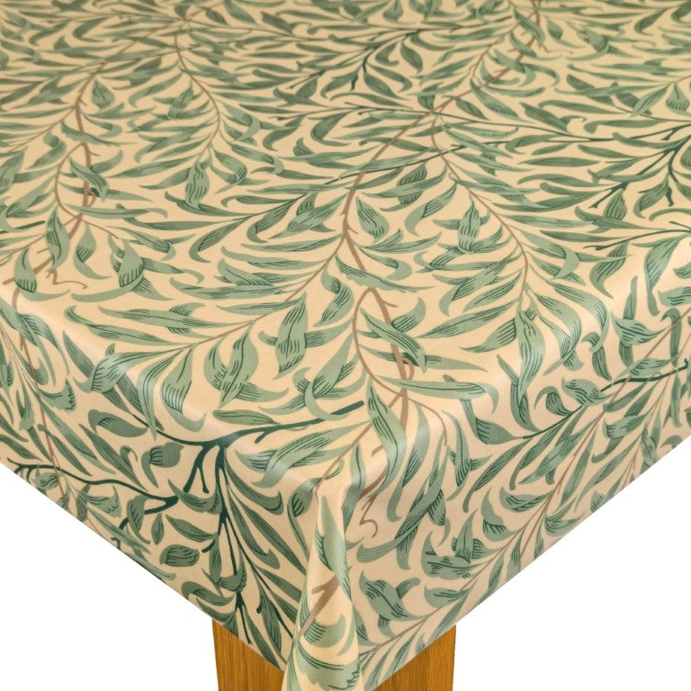 William Morris Willow Bough Green and Cream Authentic Oilcloth Tablecloth