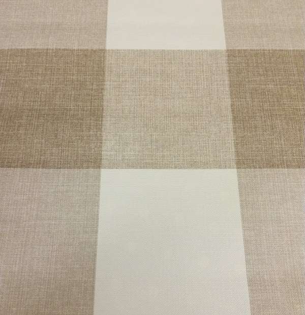 Maxine Taupe Squares PVC Vinyl Wipe Clean Tablecloth 140cm x 140cm