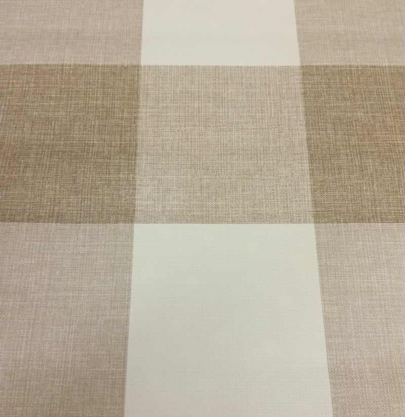 Maxine Taupe Squares PVC Vinyl Wipe Clean Tablecloth 140cm x 140cm