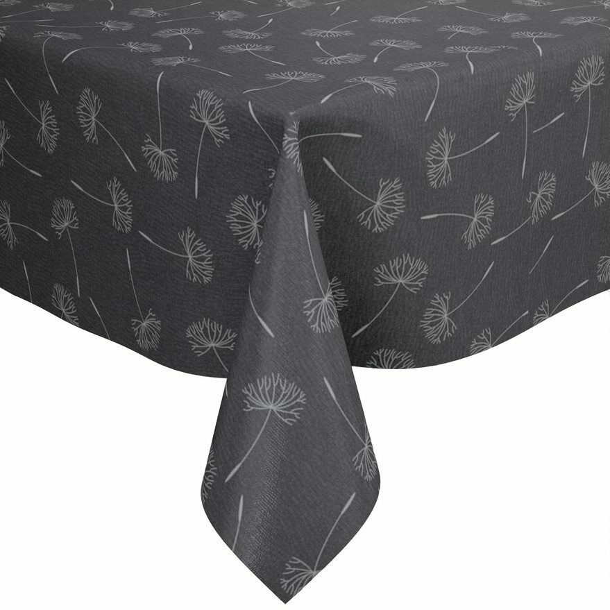 Megan Slate Grey PVC Vinyl Wipe Clean Tablecloth 140cm x 140cm Warehou