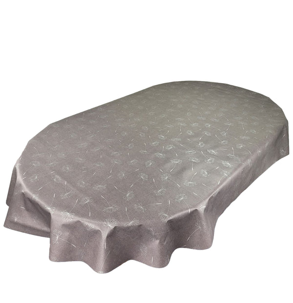 Slate Silver Megan OVAL vinyl tablecloth  250cm x 140cm -Warehouse Clearance