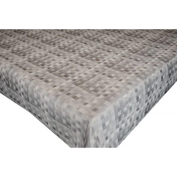 Metro Geometric Silver Grey  Vinyl Oilcloth Tablecloth 120cm x 140cm  - Warehouse Clearance