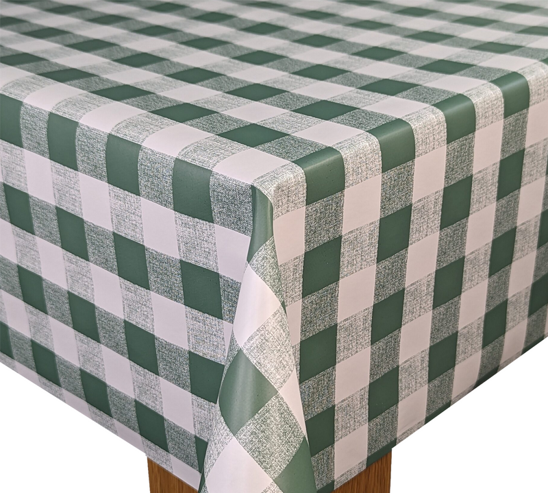 Moss Green Gingham Classic Check Vinyl Oilcloth Tablecloth