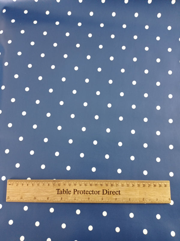 Navy Blue  Polka Dot PVC Wipe Clean Tablecloth