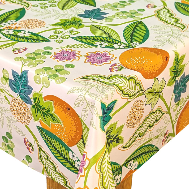 Orange Blossom vinyl tablecloth ROUND 138cm -Warehouse Clearance