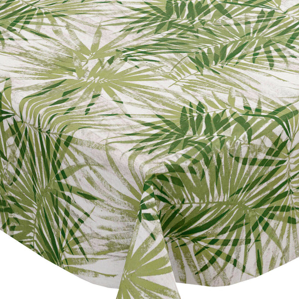 Palm Leaves Green Vinyl Oilcloth Tablecloth