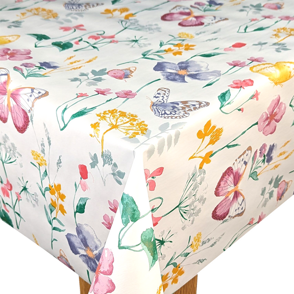 Spring Meadow Pastel vinyl tablecloth ROUND 138cm -Warehouse Clearance