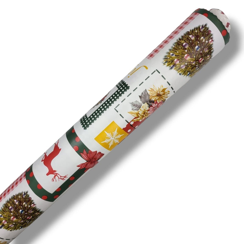 Christmas Joy PVC Vinyl Tablecloth 20 Metres x 140cm Full Roll