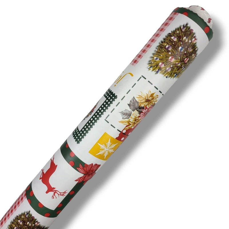 Christmas Joy PVC Vinyl Tablecloth 20 Metres x 140cm Full Roll