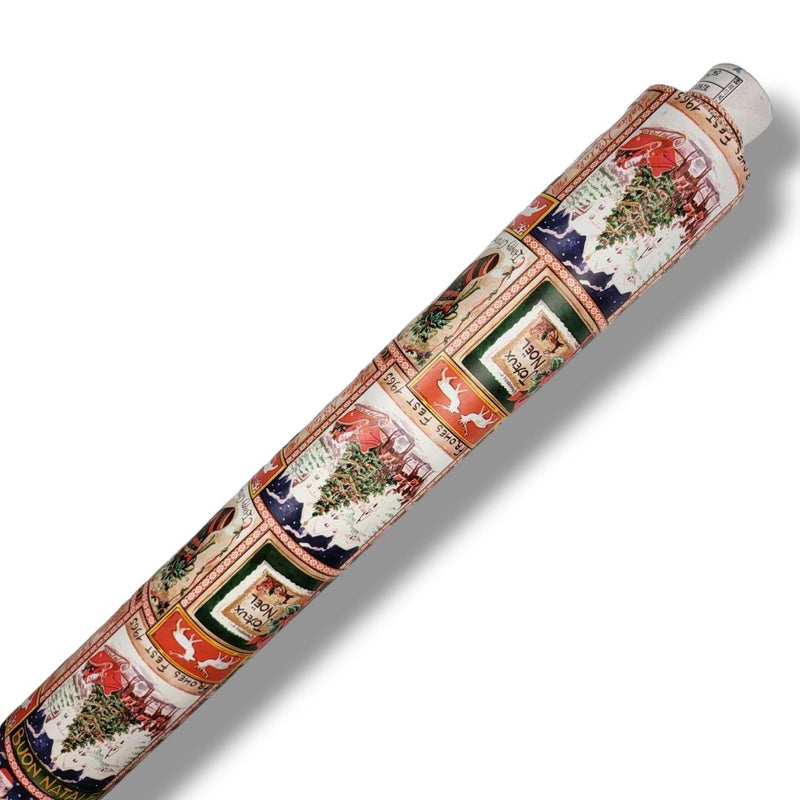 Christmas Festive Postcards PVC Vinyl Tablecloth 20 Metres x 140cm Full Roll