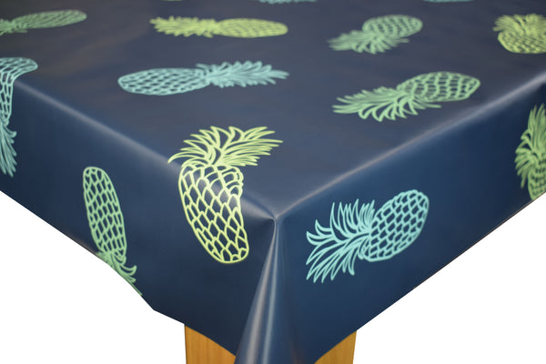 Navy Blue Pineapple  vinyl tablecloth 150cm x 140cm Warehouse Clearance