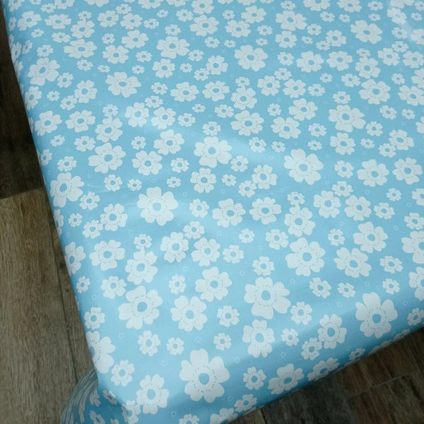 Polly Floral Blue PVC Vinyl Wipe Clean Tablecloth 200cm x 140cm Warehouse Clearance