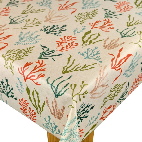 Portside Teal and Orange Matt Oilcloth Table Cloth