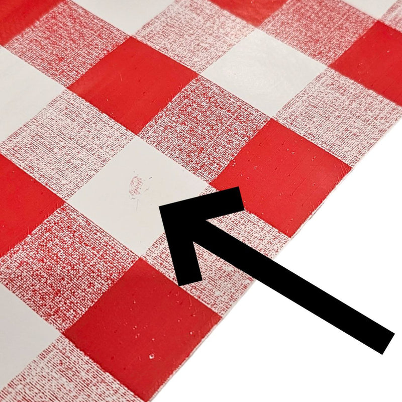 Red Classic Gingham Check  PVC Vinyl Tablecloth 20 Metres -Minor Print Faults