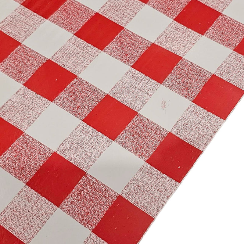 Red Classic Gingham Check  PVC Vinyl Tablecloth 20 Metres -Minor Print Faults