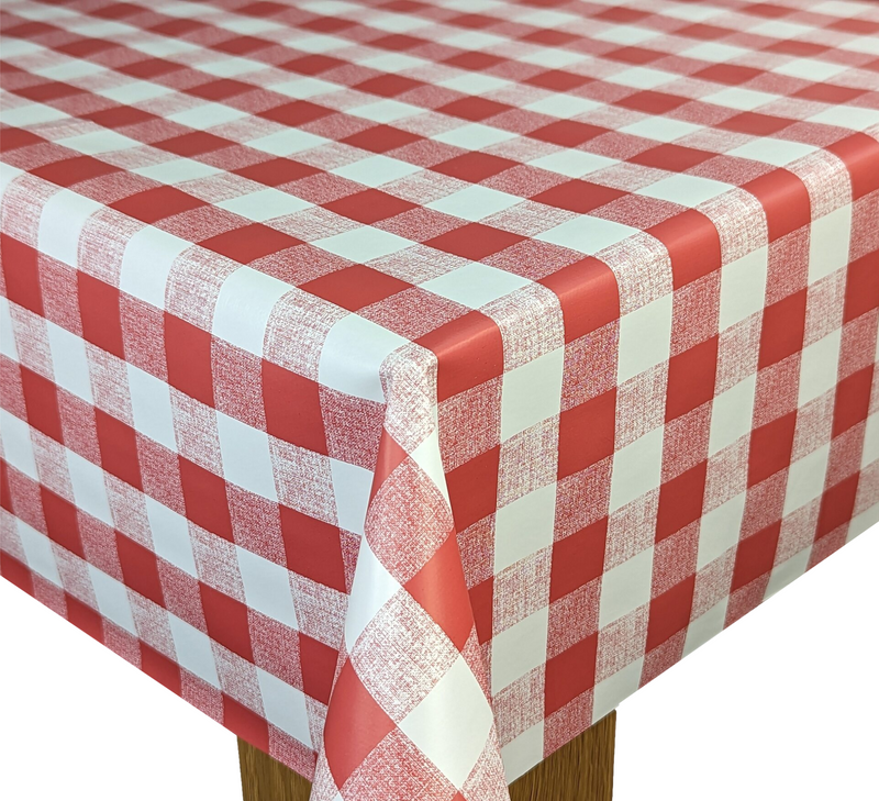 Red Gingham vinyl tablecloth 160cm x 140cm-Warehouse Clearance