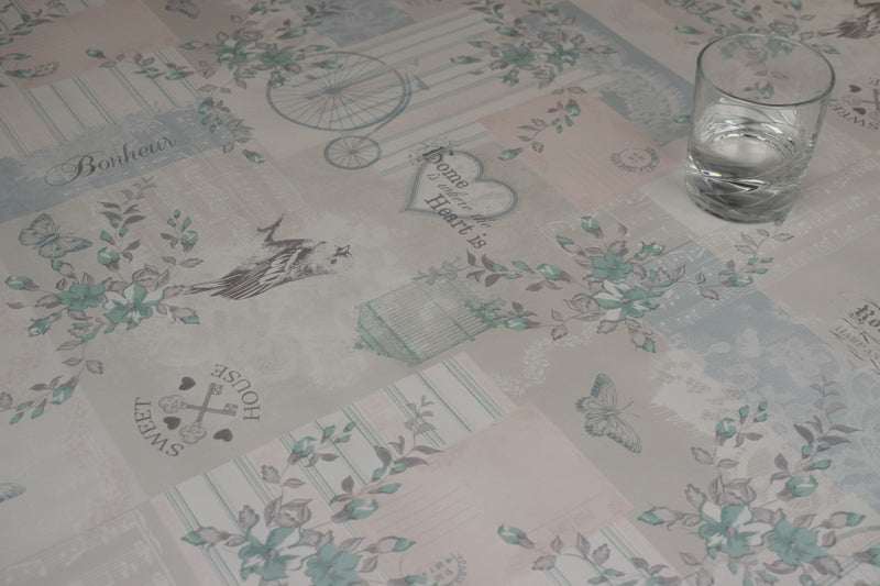 Romantic Home Duckegg  PVC Vinyl Tablecloth 20 Metres x 140cm