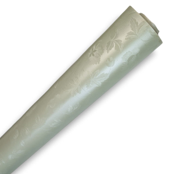 Sage Green Leaf Damask  PVC Vinyl Tablecloth Roll 20 Metres x 140cm