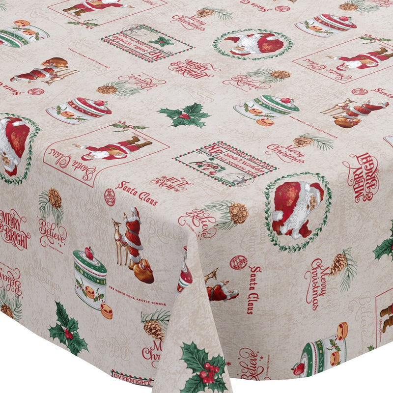 Santa Claus Cream vinyl tablecloth 180cm x 140cm-Warehouse Clearance