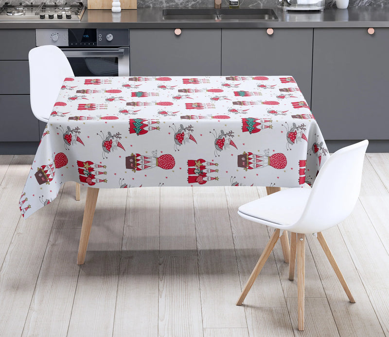 Santa Lapland White Christmas PVC Vinyl Tablecloth 20 Metres x 140cm Full Roll