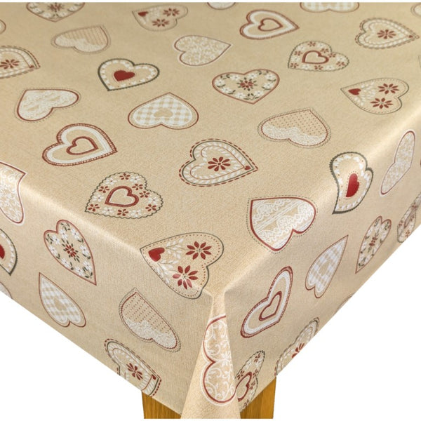 Scattered Hearts Red Tex PVC Vinyl Wipe Clean Tablecloth