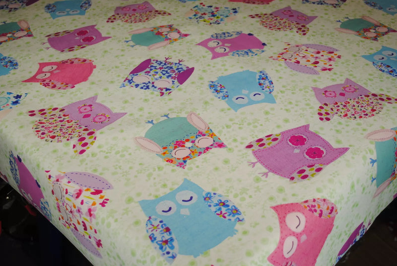 Shabby Owl Multi  Vinyl Oilcloth Tablecloth